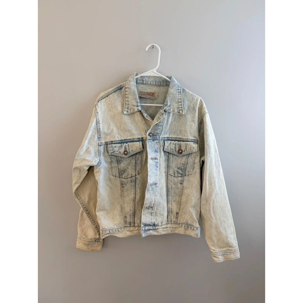 Vintage 80’s 90’s Acid Wash Denim Jacket M Trucker Jean Coat, Retro, grunge
